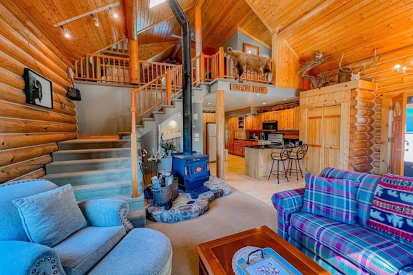 Living room, loft, and kitchen