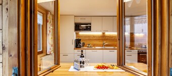 Vacation Home "Dünser" with Mountain View, on a sunny slope.