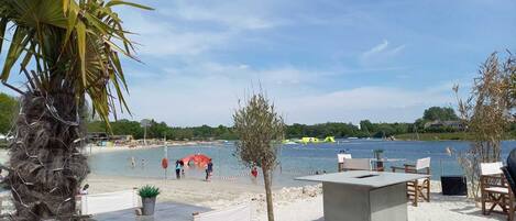 Beach nearby, sun loungers