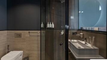 Economy Twin Room | Bathroom | Separate tub and shower, rainfall showerhead, hair dryer, slippers