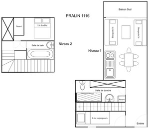 Planta baixa de um hotel com dois níveis, incluindo uma varanda no segundo andar.
