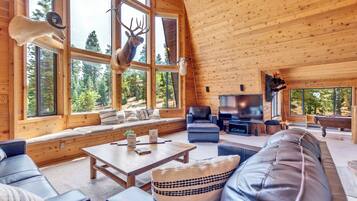 Smart TV, fireplace, ping pong