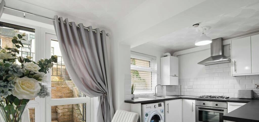 Fridge, microwave, oven, high chair