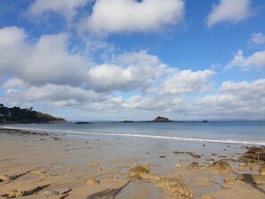 On the beach, beach towels