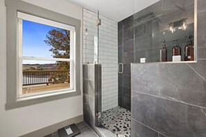 Bathtub, hair dryer, towels