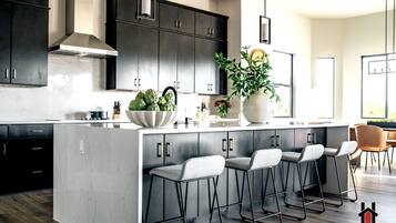 Refrigerador, microondas, horno y parrilla de estufa