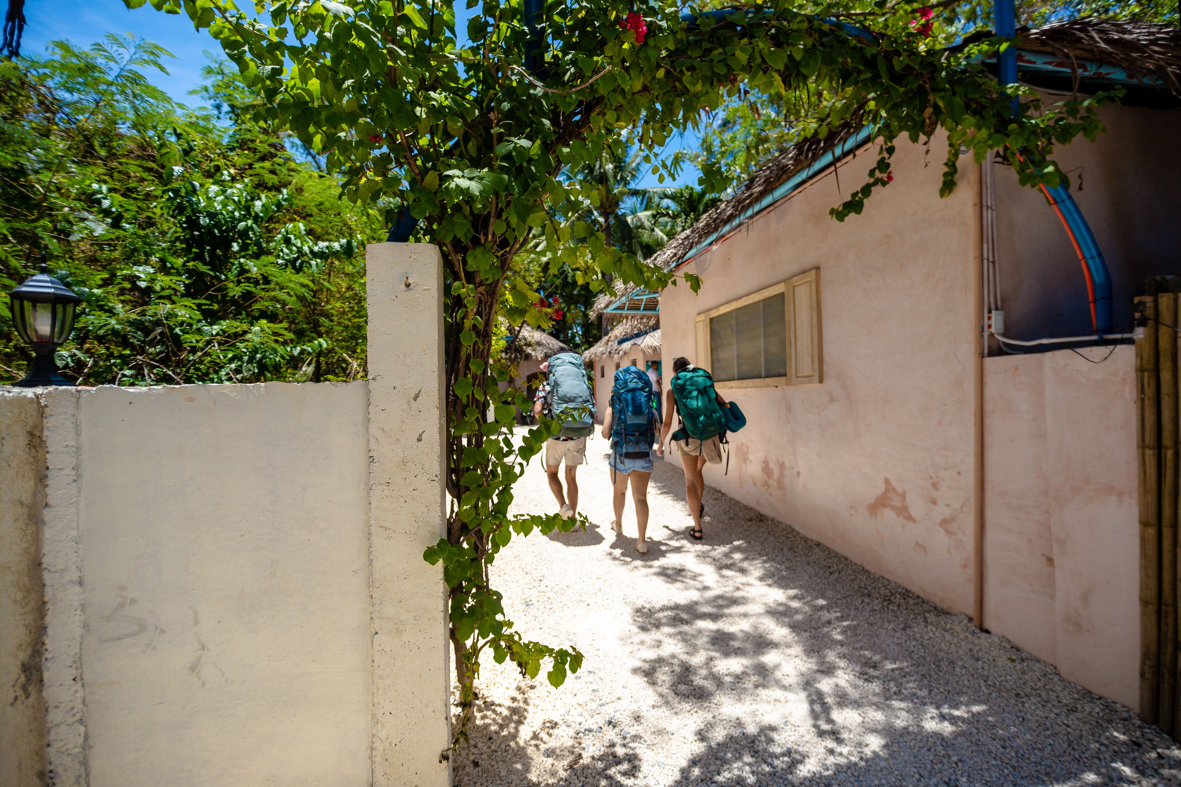 Un callejón estrecho con una pared de concreto a un lado y un edificio con una ventana al otro.