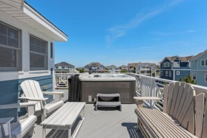 Terrace/patio - White Dolphin: Hot Tub | Pool Access | Dogs OK (Corolla)
