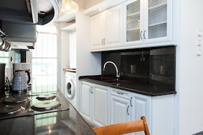 Grand réfrigérateur, micro-ondes, four, plaque de cuisson