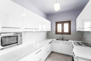 Fridge, microwave, oven, dishwasher