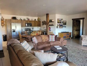 TV, DVD player, books, video library