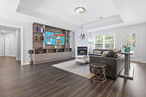TV, fireplace, offices