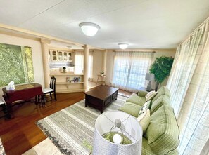 Flat-screen TV, fireplace, offices