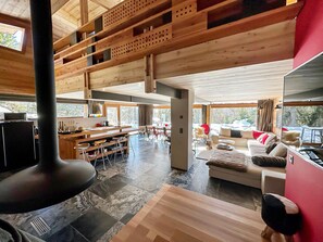 TV, fireplace