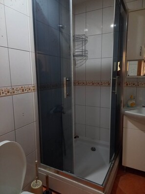Apartment, 1 Queen Bed with Sofa bed | Bathroom | Separate bathtub and shower, deep-soaking bathtub, hair dryer, towels - Stunning Color 1-bed Apartment in Skopje (Skopje)
