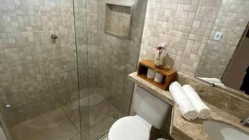 Family Apartment | Bathroom | Shower, towels, soap, toilet paper