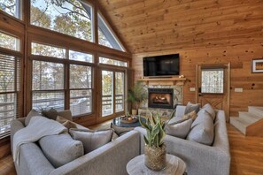 Televisión y chimenea