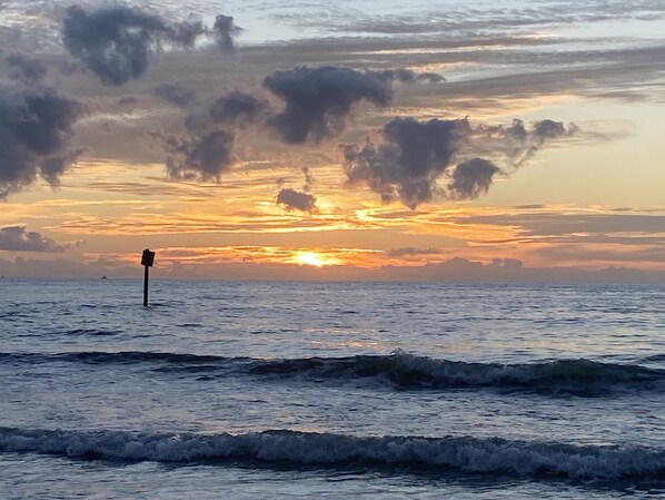 Playa en los alrededores, camastros y toallas de playa 