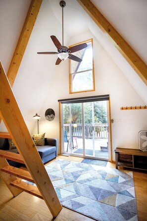 Smart TV, chimenea y estéreo 