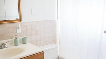 Ensemble baignoire-douche, séchoir à cheveux, serviettes fournies