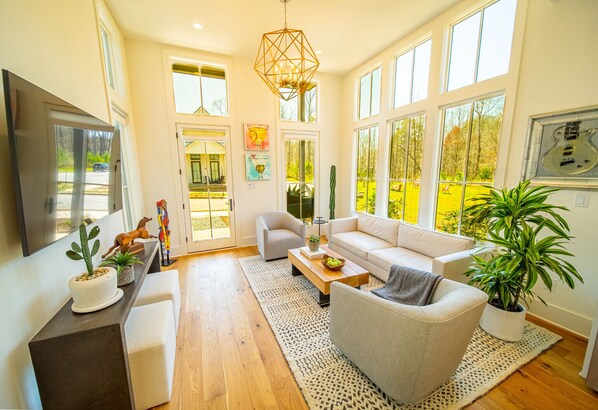 Televisor intel·ligent, llar de foc i llibres 