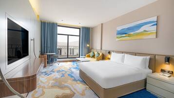 In-room safe, desk, laptop workspace, blackout drapes