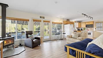 Smart TV, fireplace, video games, books