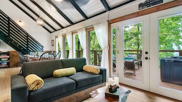 Smart TV, fireplace, video games, music library