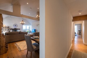 Bright entrance hallway, one-storey pet-friendly holiday cottage sleeping six at Cemaes Bay, Anglesey