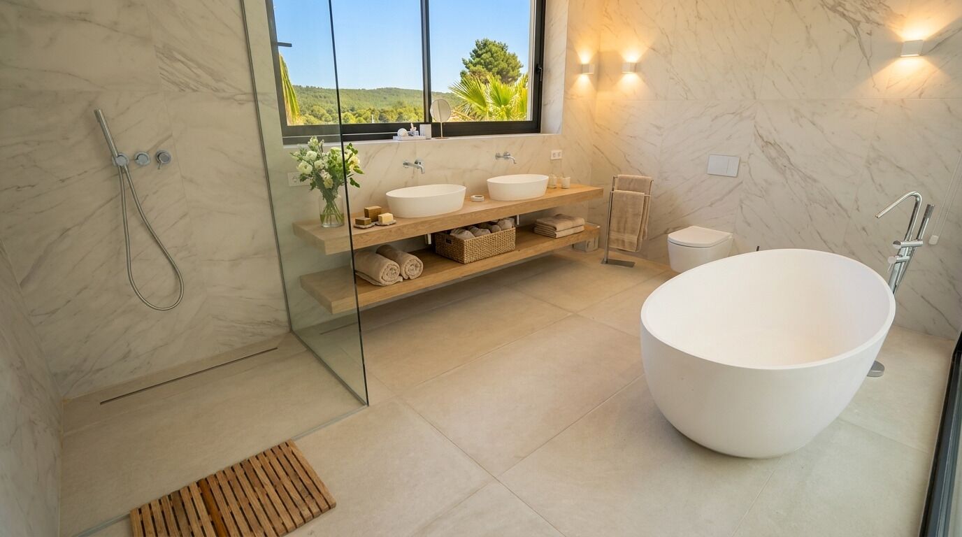 Douche, sèche-cheveux, serviettes fournies, savon