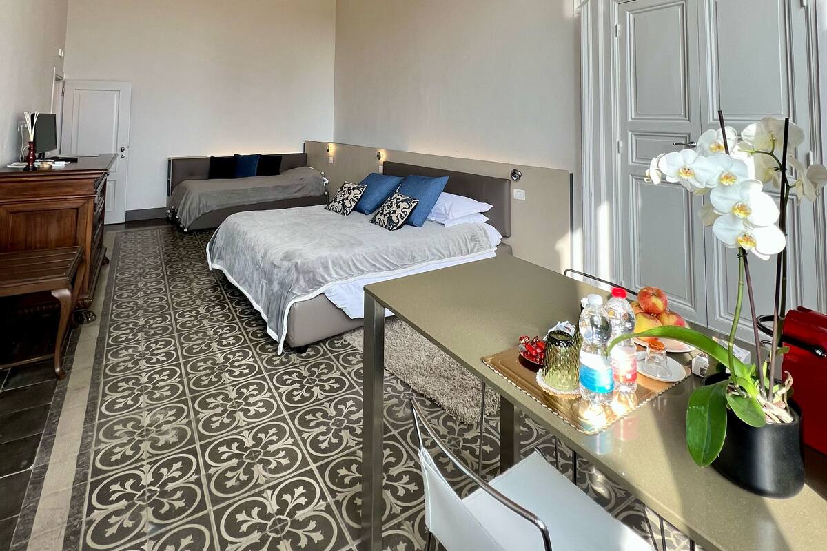 Habitación de lujo | Camas con efecto memoria, escritorio y espacio para trabajar con laptop