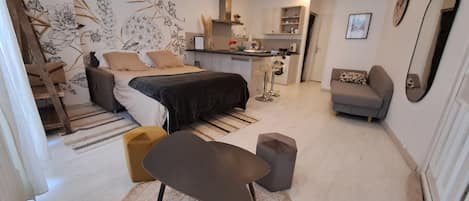 1 chambre, bureau, fer et planche Ă repasser, lit parapluie