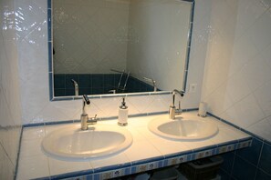 Shower, hair dryer, toilet paper