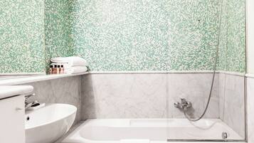 Free toiletries, hair dryer, bidet, towels