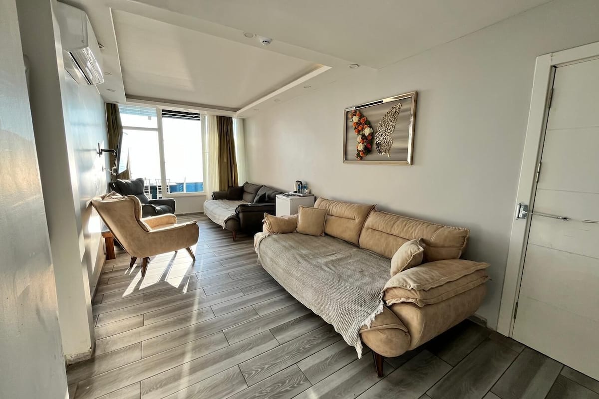 Condo família, 1 quarto, vista para o mar | Roupas de cama de algodão egípcio, roupas de cama premium, frigobar