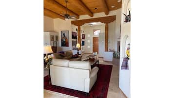 Smart-TV, Kamin, Bücher, Drucker