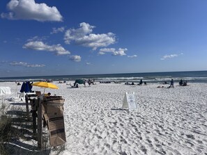 Sun-loungers, beach towels