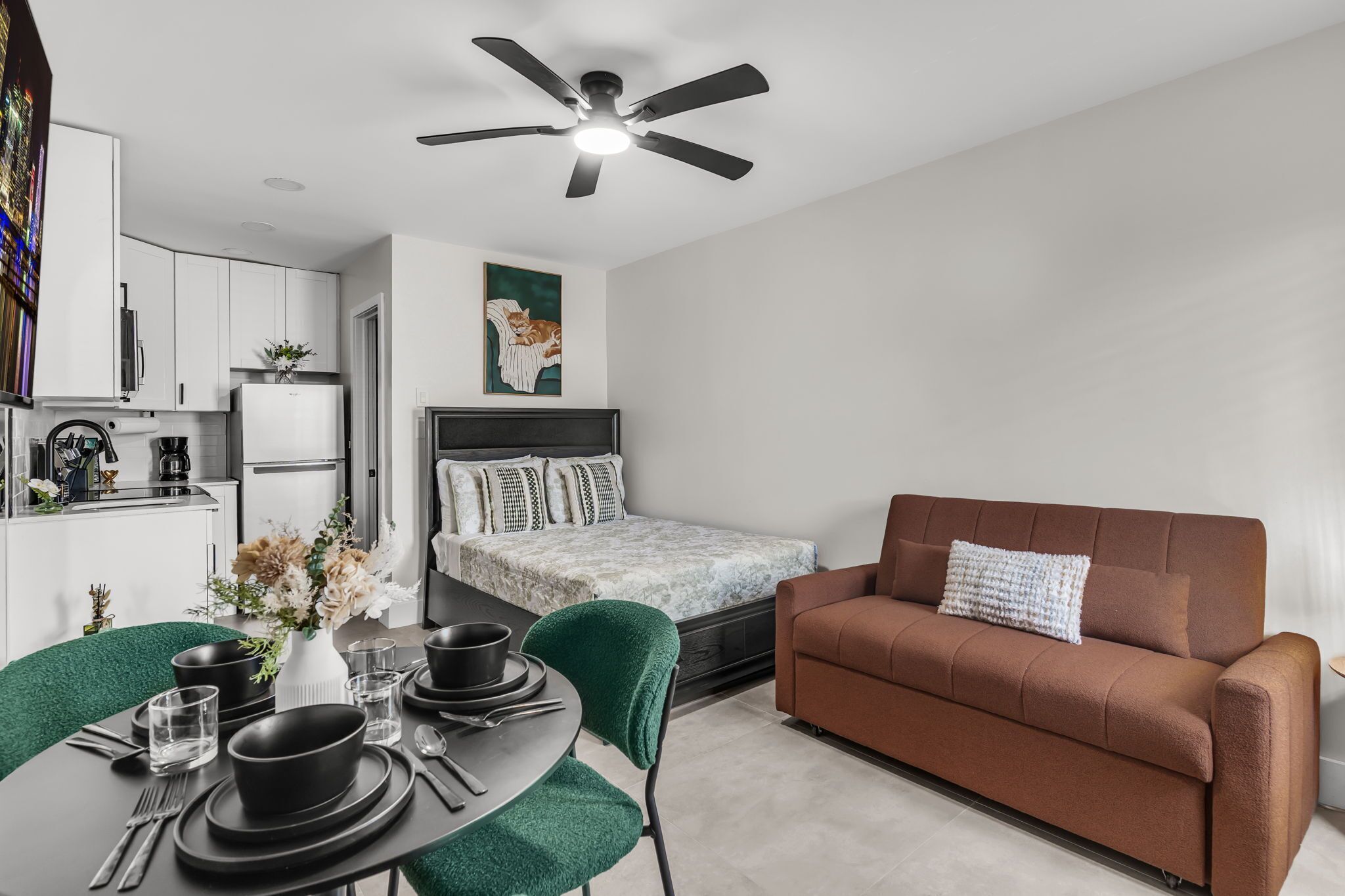 Standard Full Bed Studio with Kitchen & Sofa