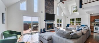 Hilltop A-frame chalet, skyline views, heated pool and hot tub, expansive...