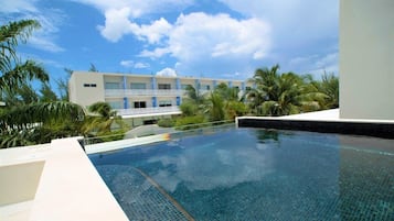 An infinity pool, a rooftop pool