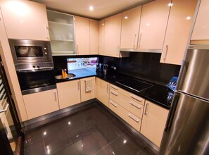 Fridge, microwave, oven, dishwasher