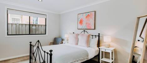3 bedrooms, iron/ironing board, travel cot, WiFi