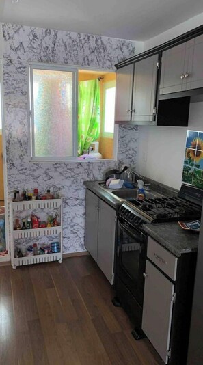 Fridge, microwave, coffee/tea maker, dining tables