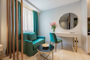 In-room safe, desk, laptop workspace, soundproofing