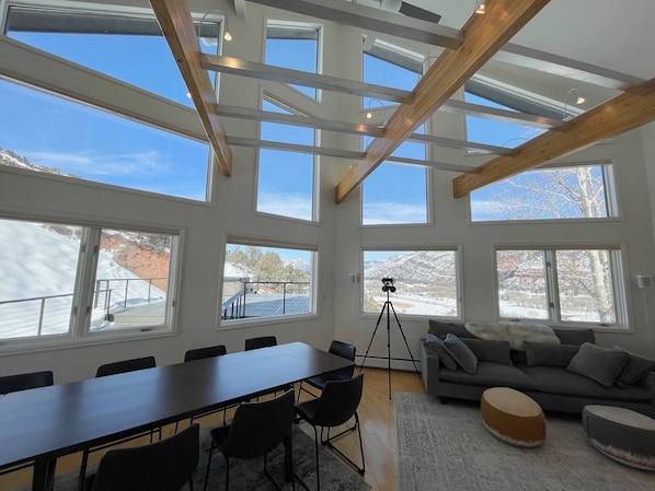 Incredible mountain views from the kitchen, dining and family room.