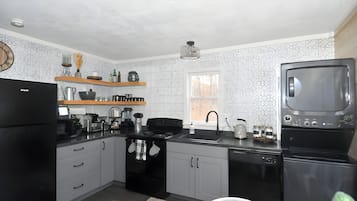 Cabin, 2 Queen Beds (A Humble Abode - A Modern Woodsy Retr) | Private kitchen | Fridge, toaster, paper towels
