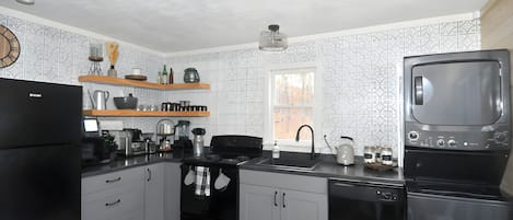 Cabin, 2 Queen Beds (A Humble Abode - A Modern Woodsy Retr) | Private kitchen | Fridge, toaster, paper towels