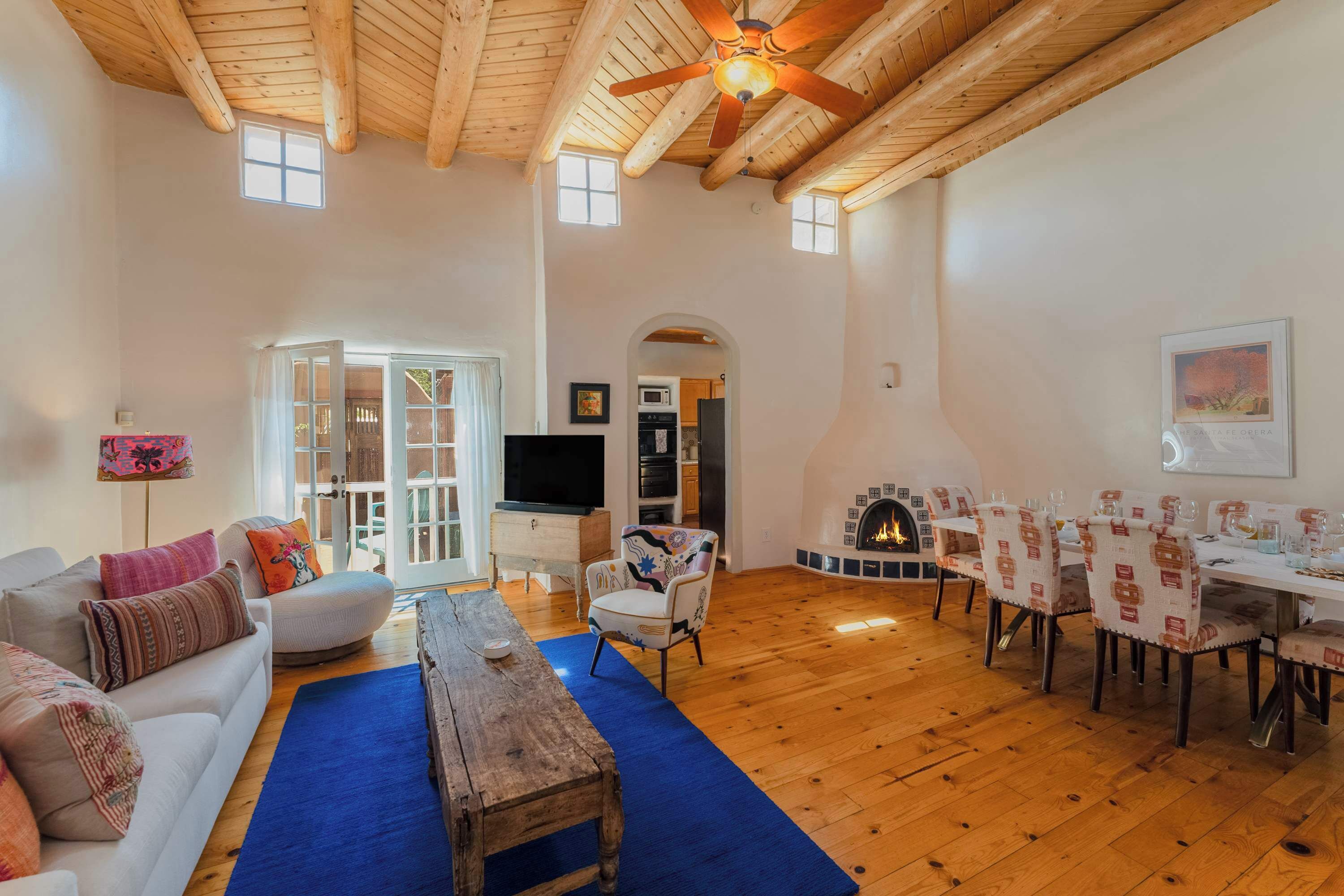 TV, fireplace, offices