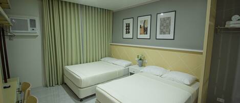 Desk, laptop workspace, blackout drapes, free WiFi