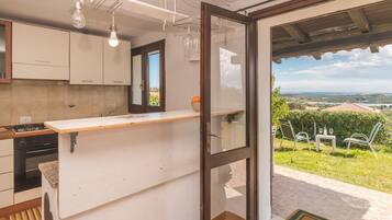 Fridge, oven, stovetop, coffee/tea maker